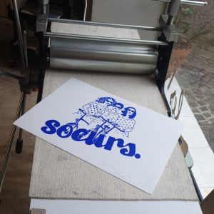 soeurs à vélo (Impression noir)